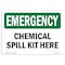 Signmission OSHA EMERGENCY, 7" Height, 10" Width, Rigid Plastic, 10" W, 7" H, Landscape, Chemical Spill Kit Here OS-EM-P-710-L-10302 - alternate 1